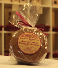 Aunt Mona's Moist Molasses cookies in a bag